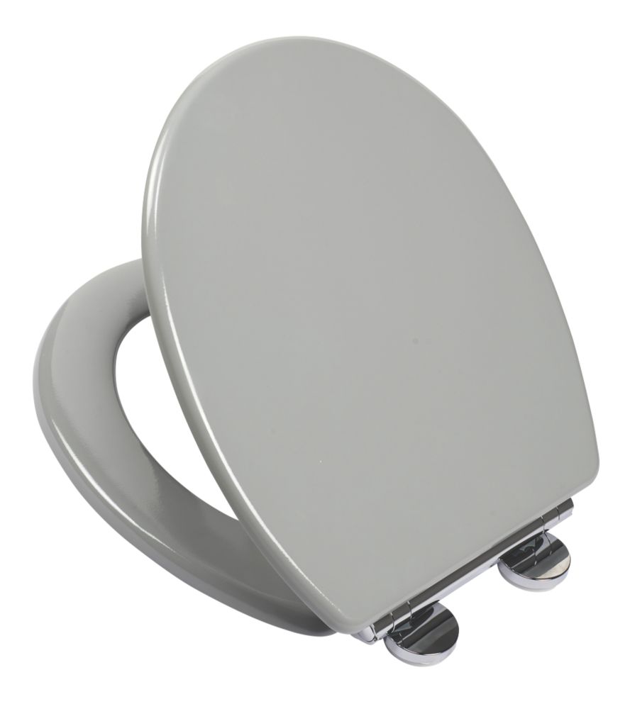 Image of Croydex Lugano Soft-Close with Quick-Release Toilet Seat Moulded Wood Grey 