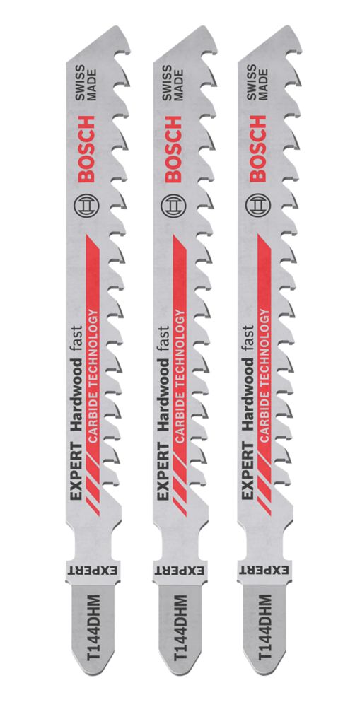 Image of Bosch Expert T144DHM Hardwood & WPC Jigsaw Blades 100mm 3 Pack 