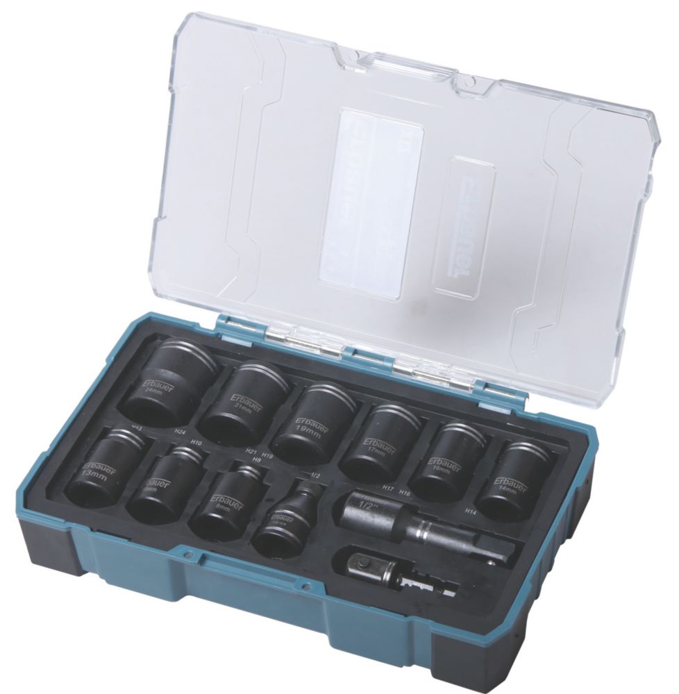 Image of Erbauer Hex Nut & Socket Driver Bit Set 12 Pieces 