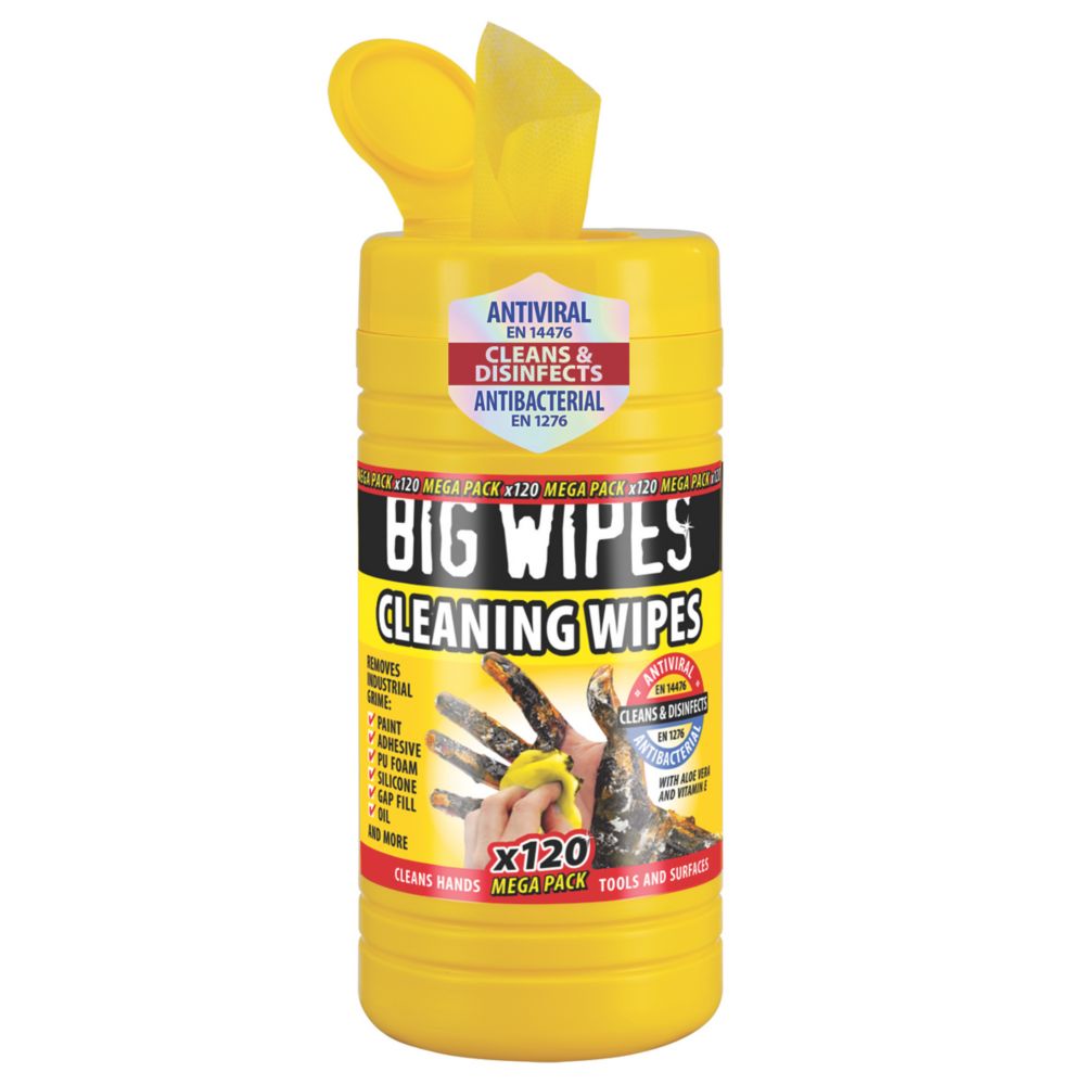 Image of Big Wipes Cleaning Wipes Yellow 120 Pack 