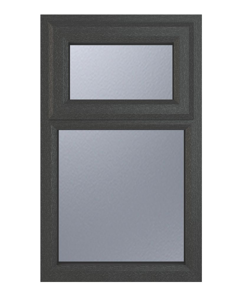 Image of Crystal Top Opening Obscure Triple-Glazed Casement Anthracite on White uPVC Window 610mm x 820mm 