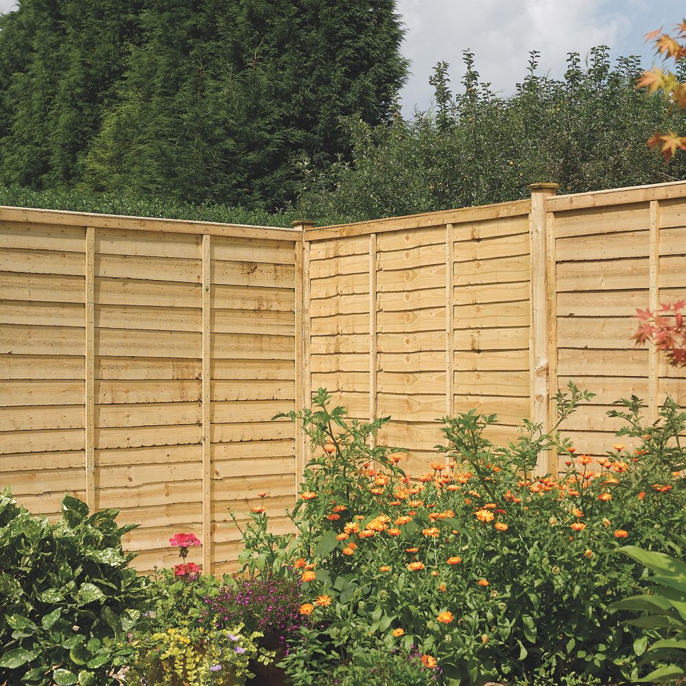 Image of Rowlinson Traditional Lap Lap Fence Panels Natural Timber 6' x 4' Pack of 3 