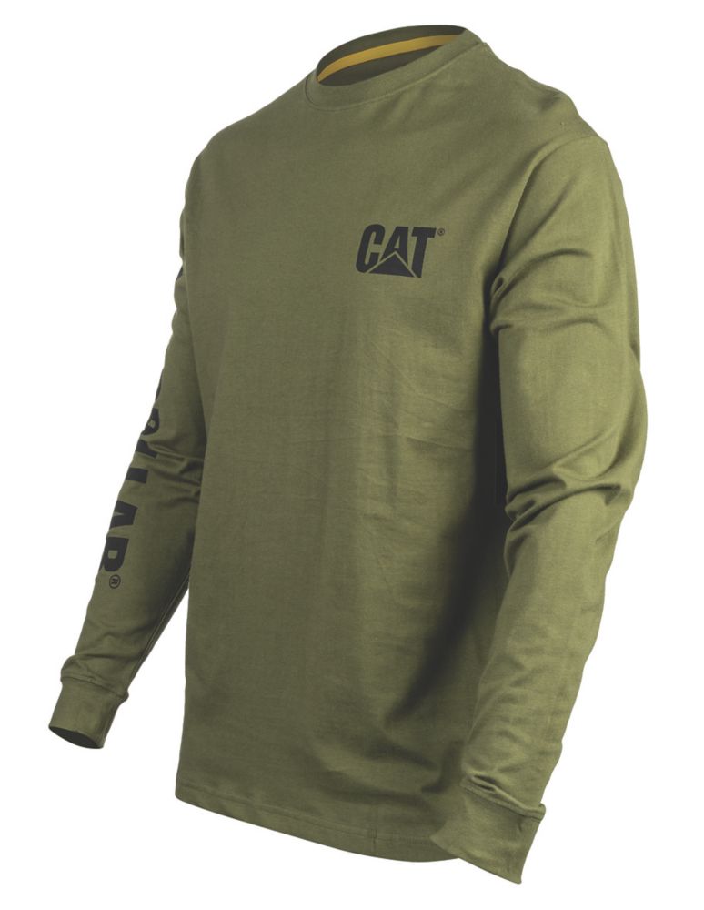 Image of CAT Trademark Banner Long Sleeve T-Shirt Chive X Large 46-48" Chest 