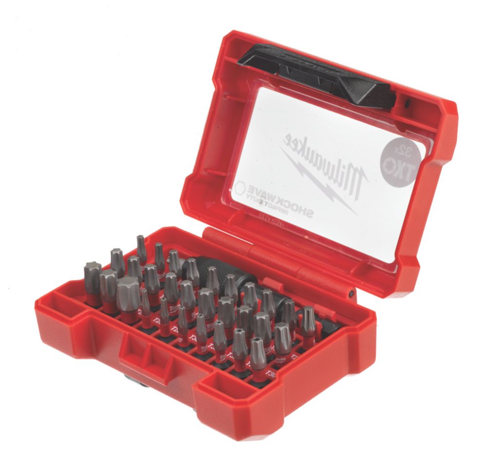 Image of Milwaukee SHOCKWAVE 1/4" Hex Shank TX Screwdriver Bit Set CD 32 Pieces 