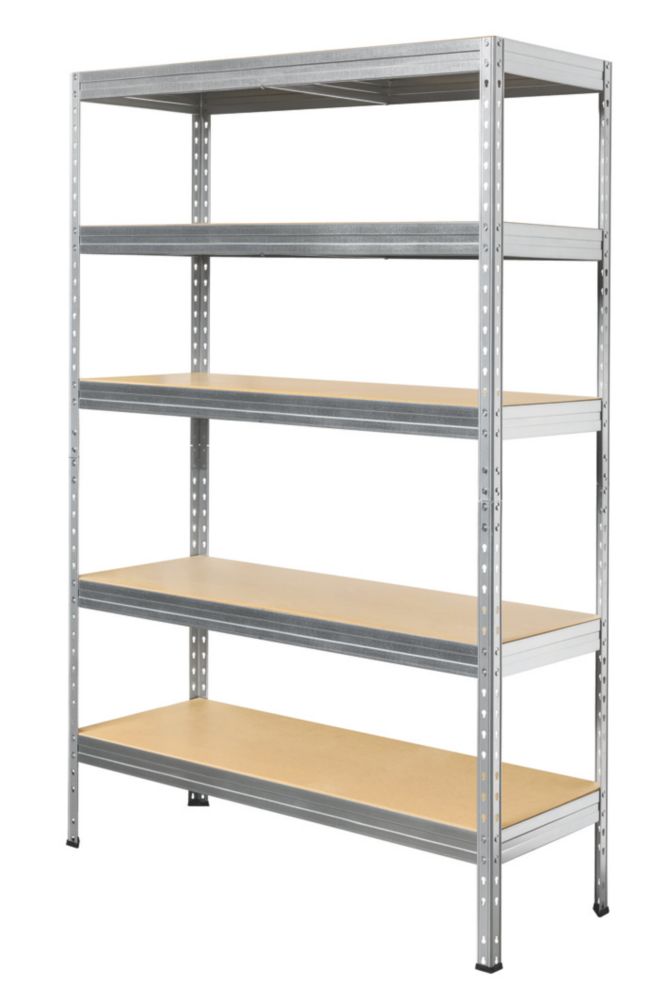 Image of 5-Tier Galvanised Steel Rivet Shelving Unit 1200mm x 450mm x 1800mm 