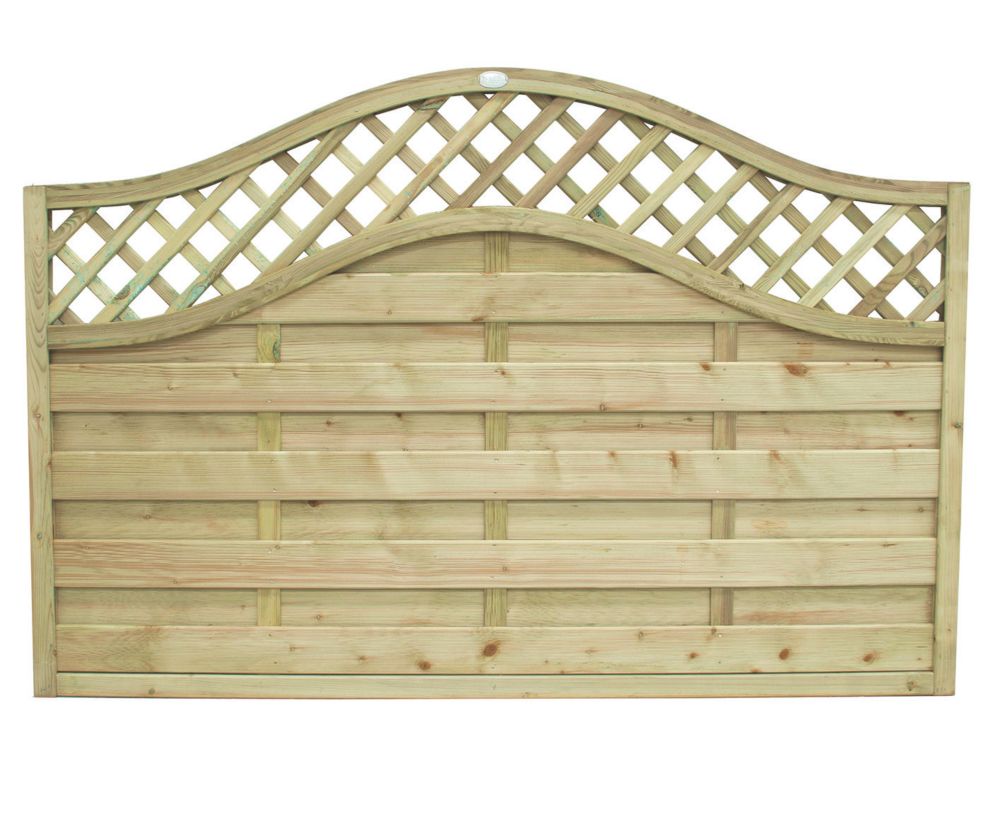 Image of Forest Prague Lattice Curved Top Fence Panels Natural Timber 6' x 4' Pack of 4 