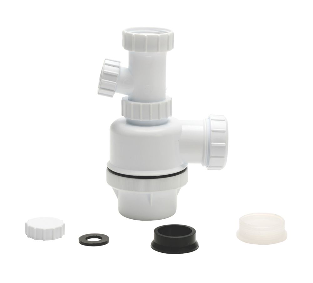Image of Euroflo Universal Telescopic Bottle Trap with Appliance Outlet White 40mm 