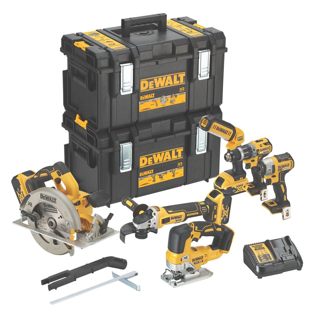 Image of DeWalt DCK663P3-GB 18V 3 x 5.0Ah Li-Ion XR Brushless Cordless 6-Piece Power Tool Kit 