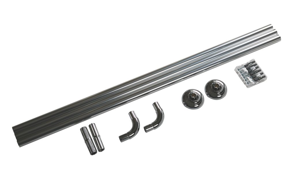 Image of Croydex Straight Shower Curtain Rail System Aluminium Chrome 900-1760mm 