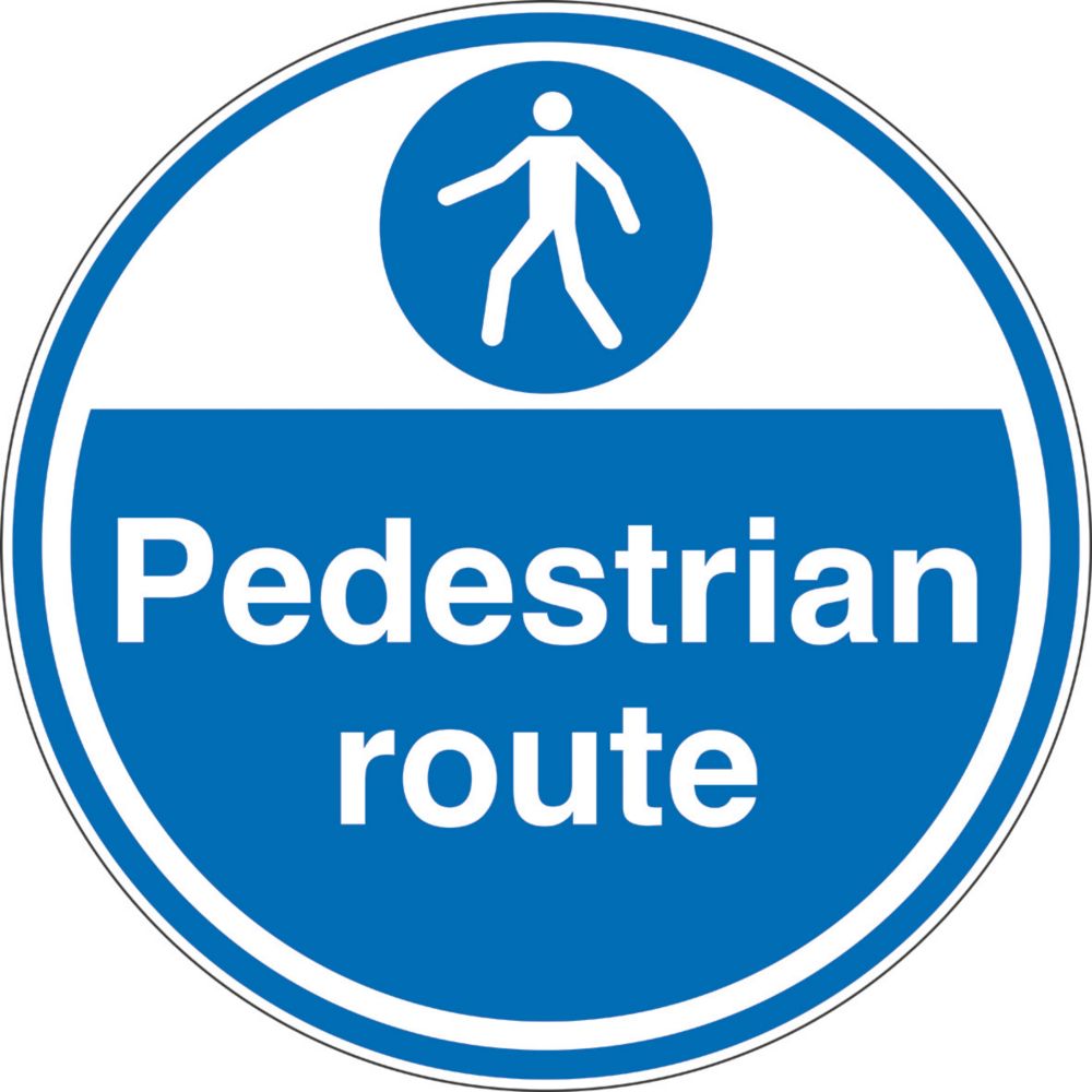 Image of "Pedestrian Route" Anti-Slip Floor Sign 450mm x 450mm 