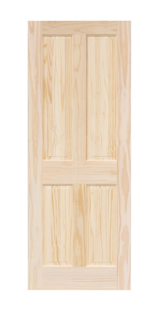 Image of Unfinished Pine Wooden 4-Panel Internal Victorian-Style Door 1981mm x 610mm 