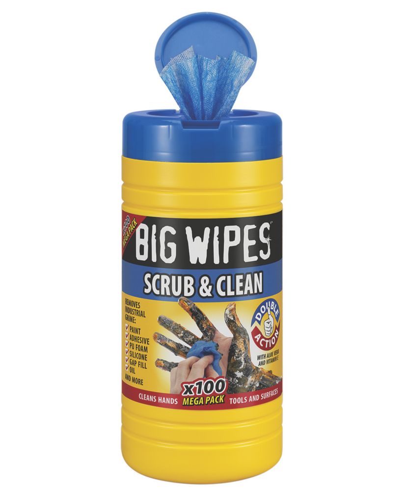 Image of Big Wipes Scrub & Clean Wipes Blue 100 Pack 
