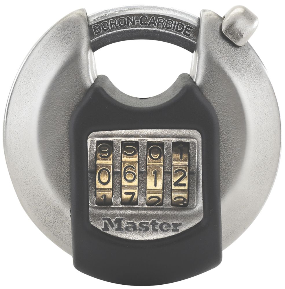 Image of Master Lock Excell Stainless Steel Weatherproof Combination Disc Padlock Silver 70mm 