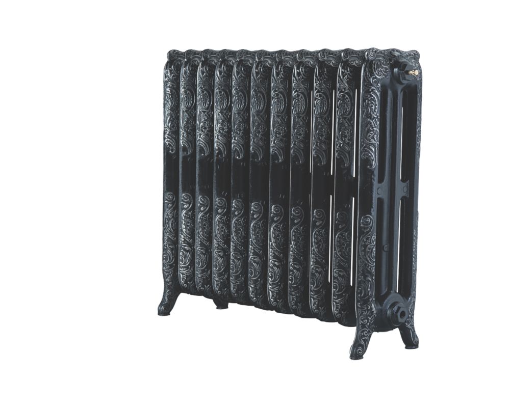 Image of Arroll Montmartre 3-Column Cast Iron Radiator 760mm x 914mm Black / Silver 5405BTU 