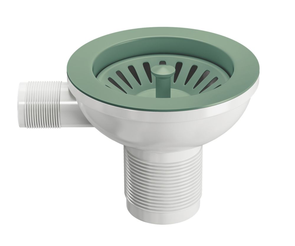 Image of ETAL Sink Strainer Waste with Overflow Green 90mm 
