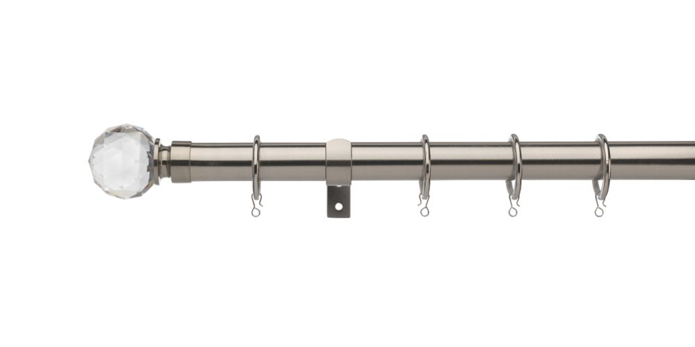 Image of Universal Metal Extendable Curtain Pole Satin Steel 25/28mm x 1.2-2.1m 
