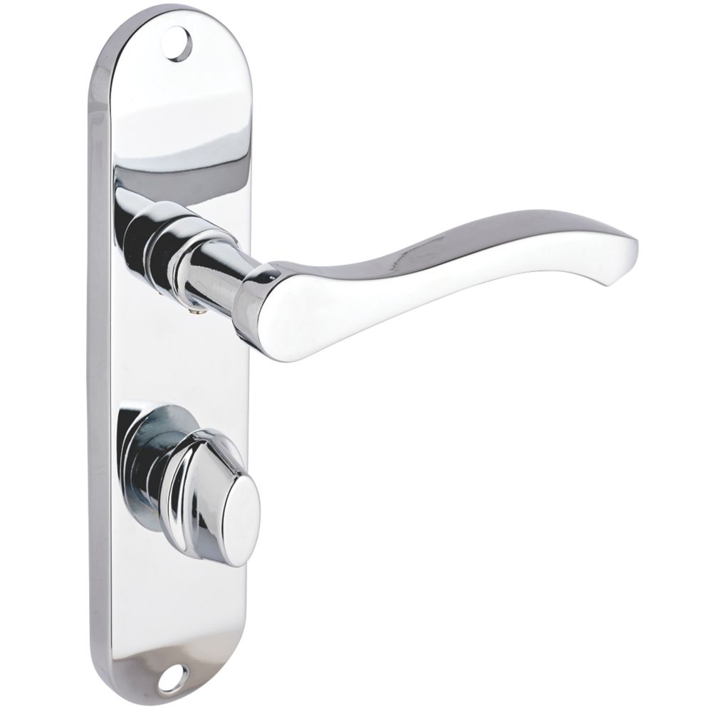 Image of Smith & Locke Frome Fire Rated WC Door Handles Pair Polished Chrome 