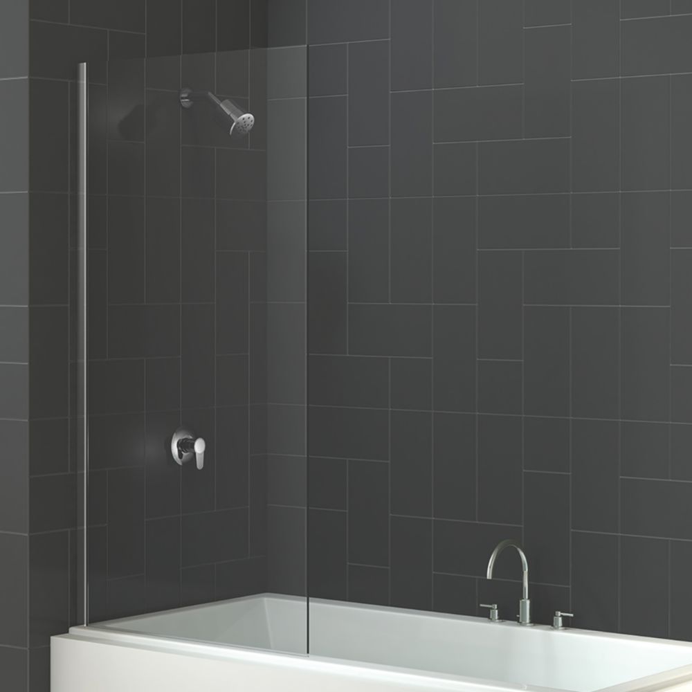 Image of Triton Fast Fix Frameless Chrome Bathscreen 800mm x 1500mm 
