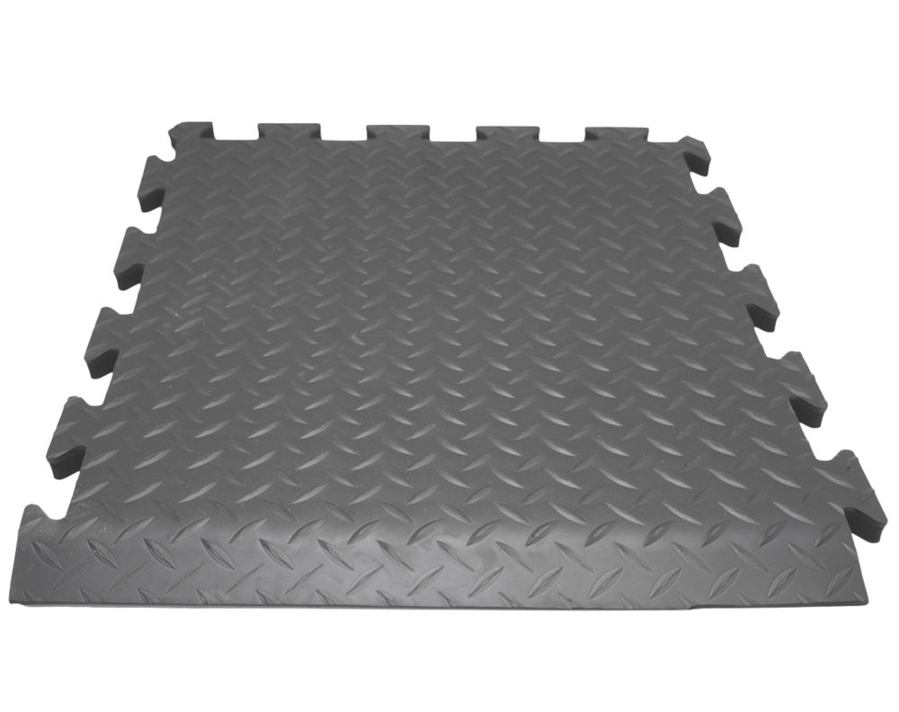 Image of COBA Europe Deckplate Connect Anti-Fatigue Floor End Mat Black 0.5m x 0.5m x 14mm 