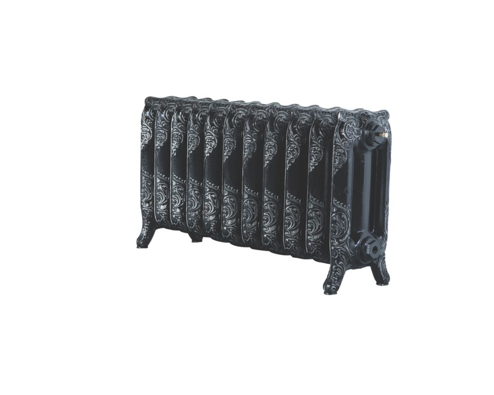 Image of Arroll Montmartre 3-Column Cast Iron Radiator 470mm x 914mm Black / Silver 3378BTU 
