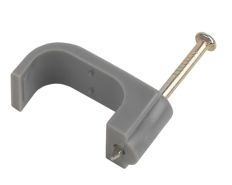 Image of LAP Grey Flat Single Cable Clips 10mm 100 Pack 
