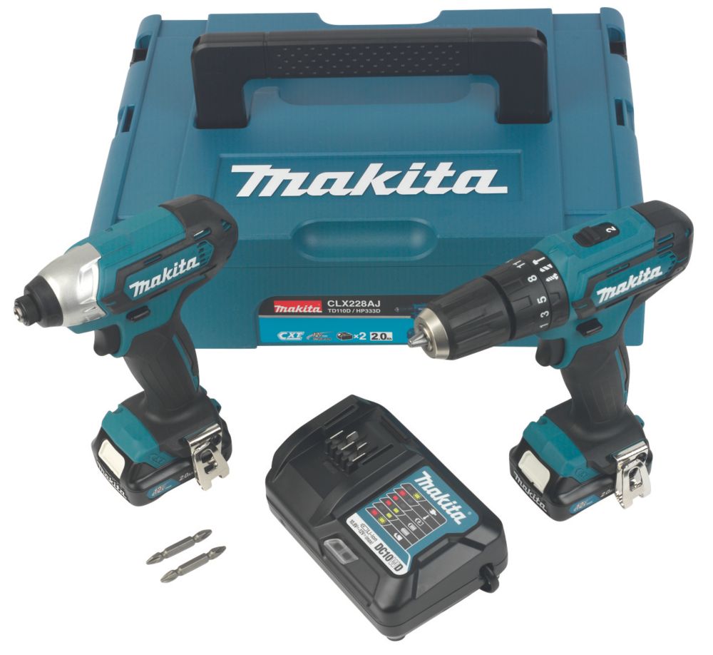 Image of Makita CLX228AJ 12V 2 x 2.0Ah Li-Ion CXT Cordless Combi Drill & Impact Driver Twin Pack 