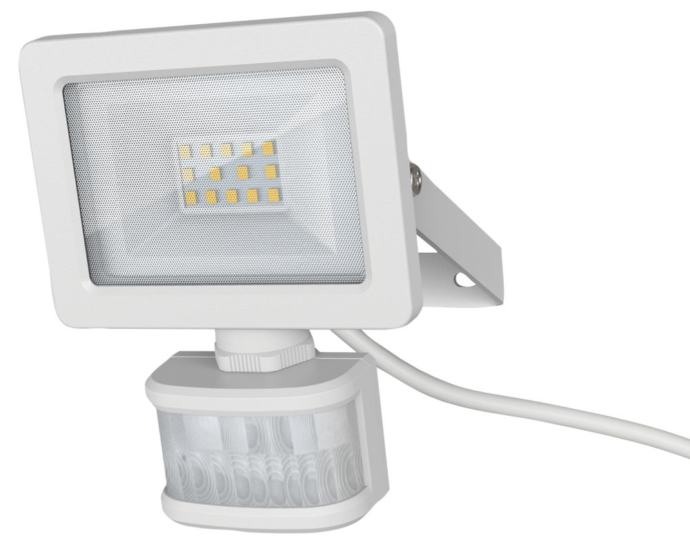 Image of LAP Weyburn Outdoor LED Floodlight With PIR Sensor White 10W 1000lm 
