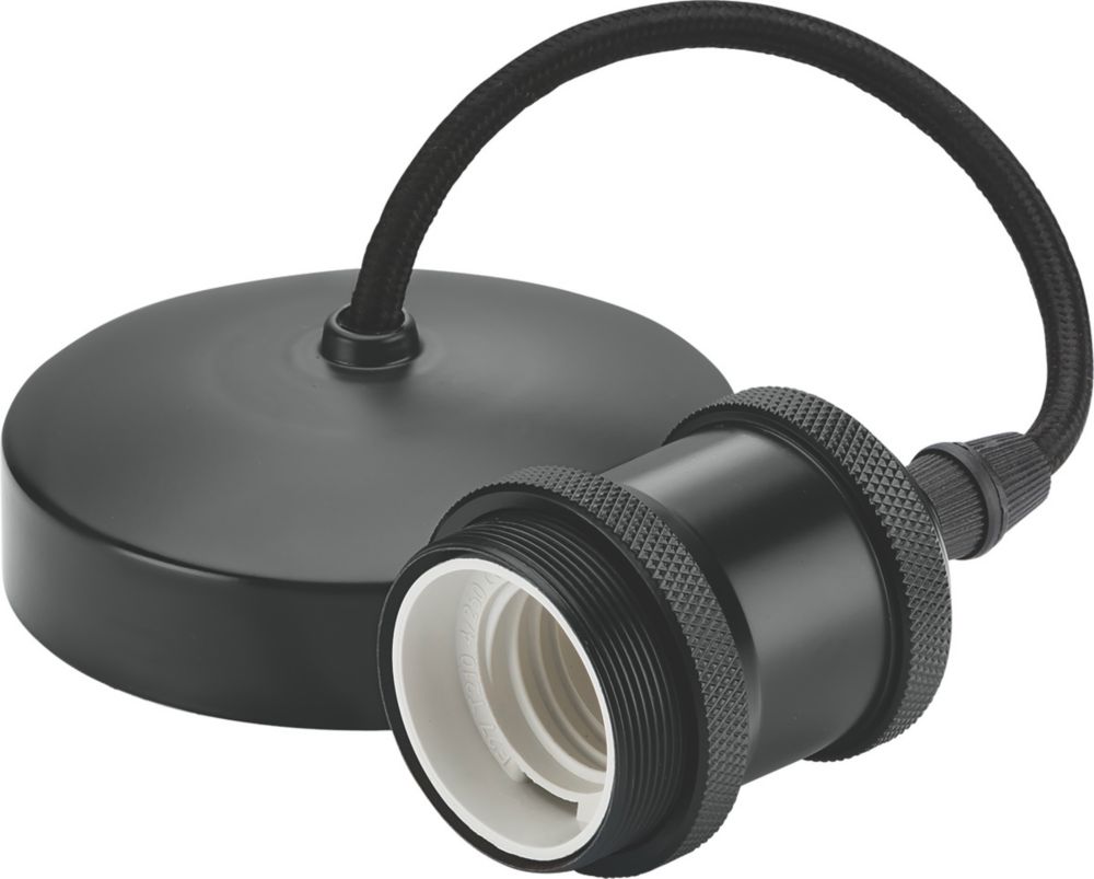 Image of Knightsbridge 6" Vintage Pendant Light Fitting ES Anthracite 3 1/2" 