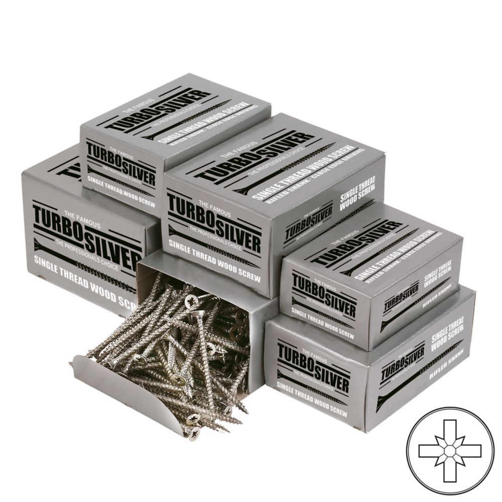 Image of Turbo Silver PZ Double-Countersunk Woodscrews Trade Pack 1400 Pcs 