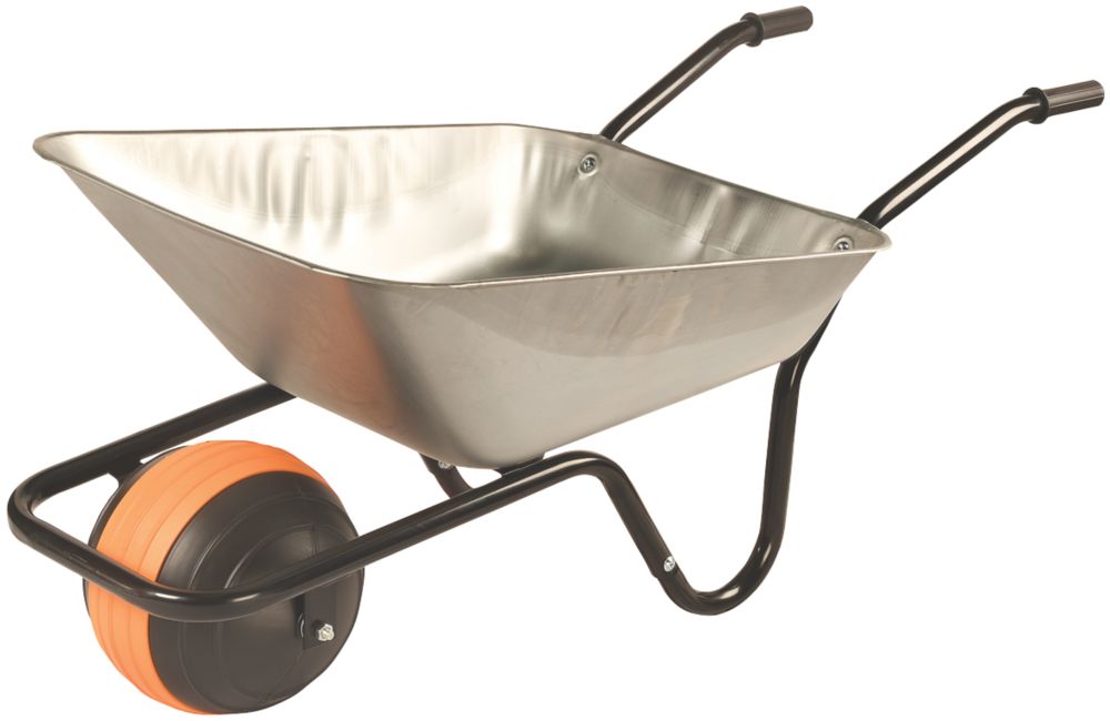 Image of Walsall Duraball Puncture-Proof Wheel Wheelbarrow Galvanised 85Ltr 