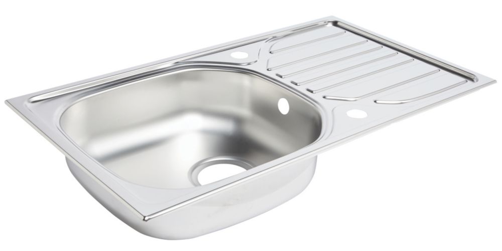 Image of 1 Bowl Stainless Steel Kitchen Sink & Drainer 760mm x 430mm 