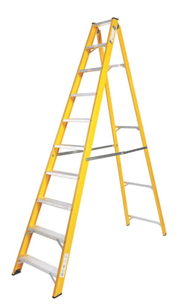 Image of Lyte Fibreglass 10-Treads Swingback Stepladder 2.0m 