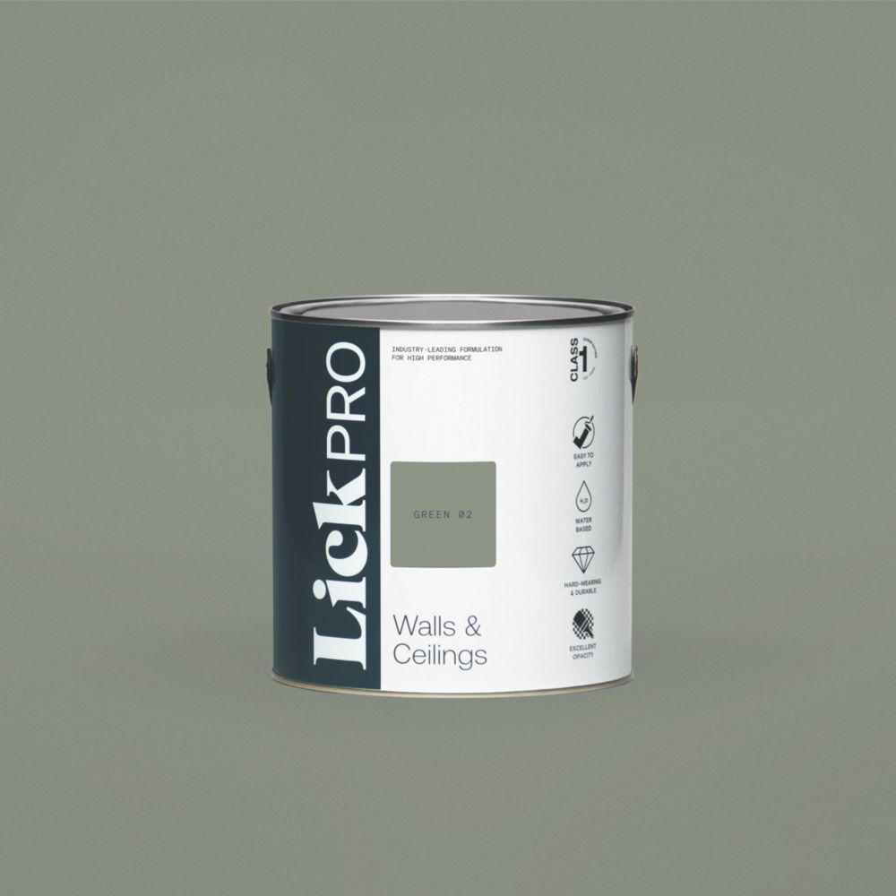 Image of LickPro Matt Green 02 Emulsion Paint 2.5Ltr 