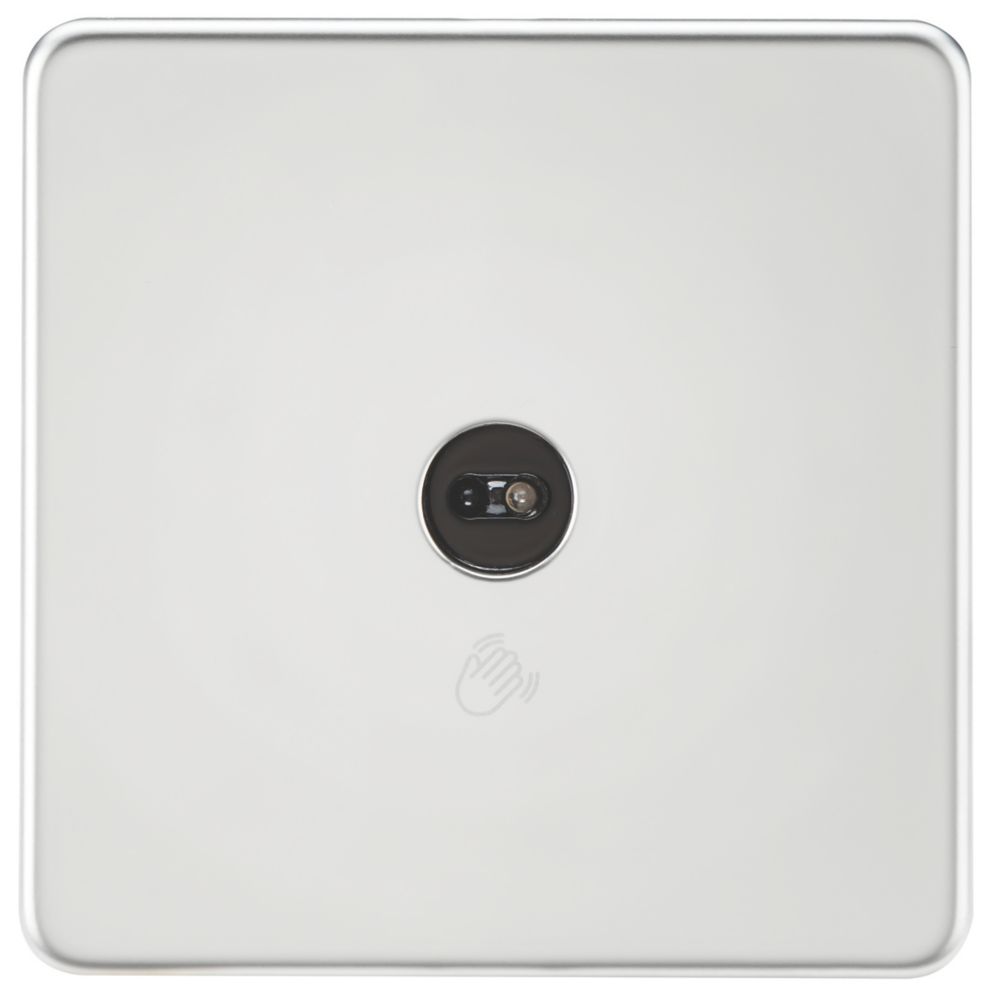 Image of Knightsbridge 2.1A 1-Gang 1-Way Light Switch Polished Chrome with Black Inserts 