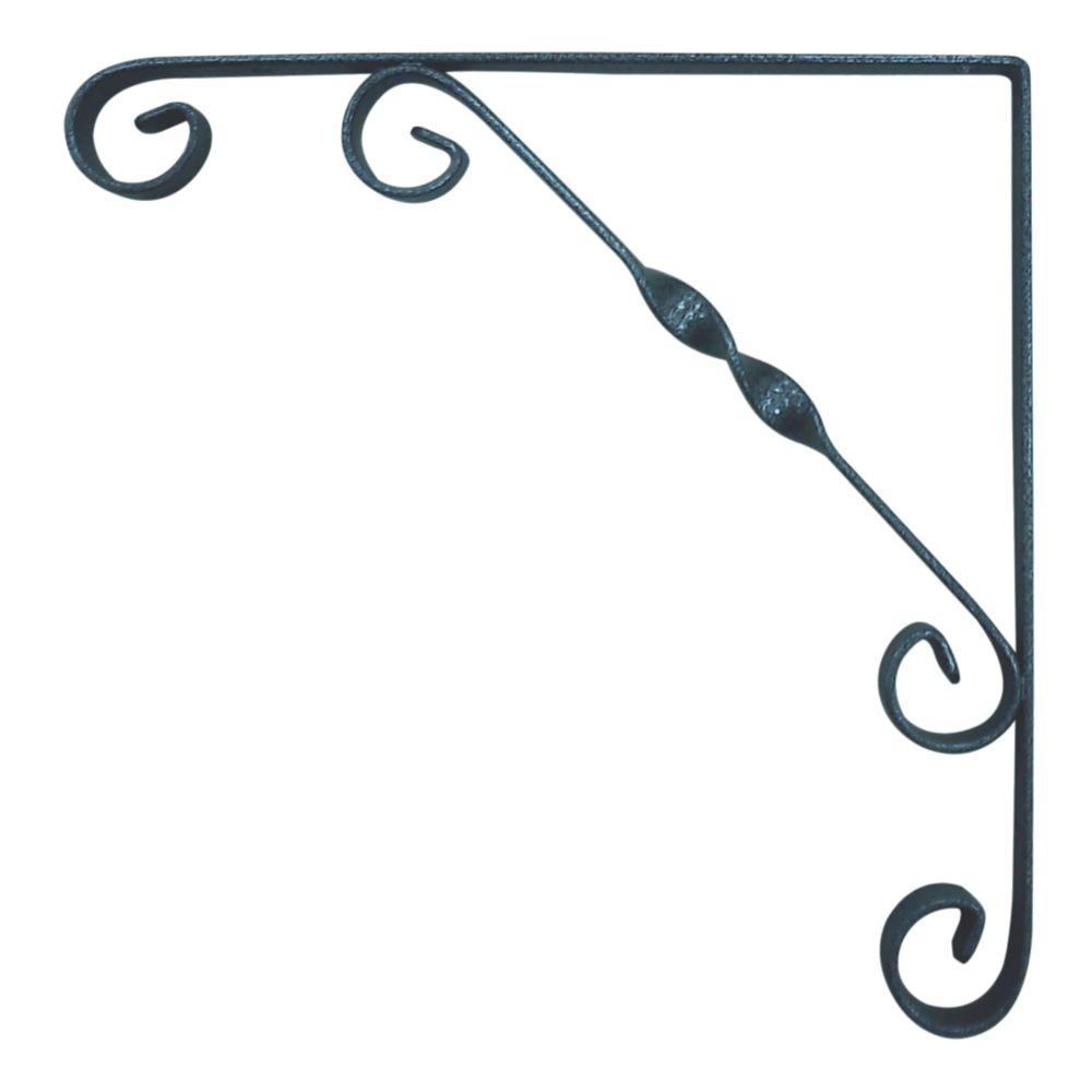 Image of Ornamental Scroll Shelf Brackets Granite 100mm x 100mm 10 Pack 