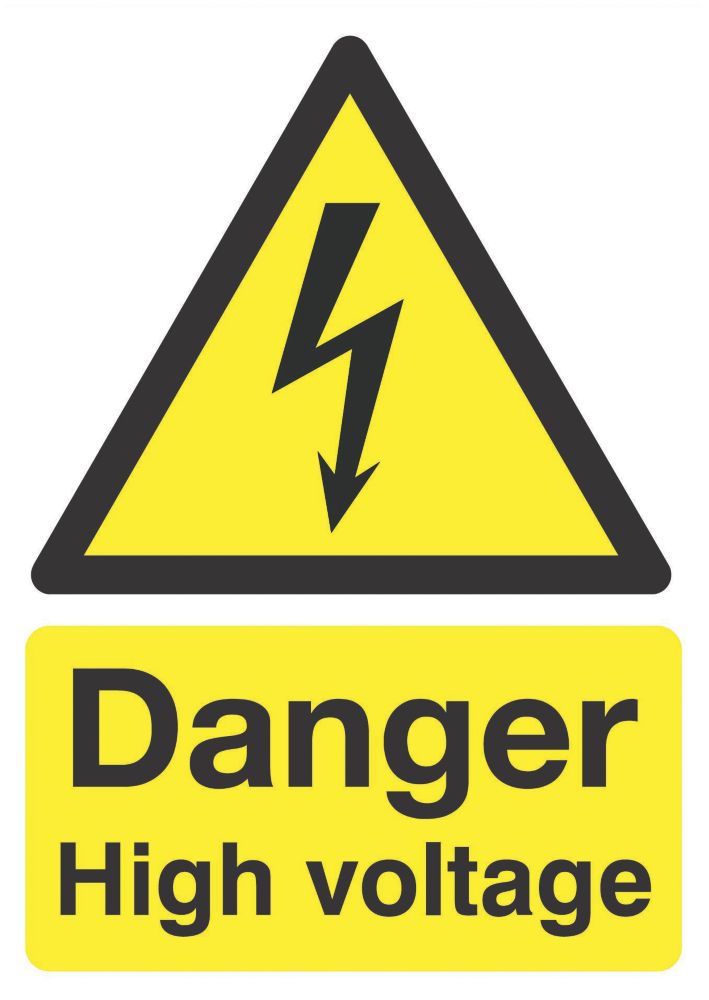 Image of Electrical Safety "Danger High Voltage" Sign 210mm x 148mm 