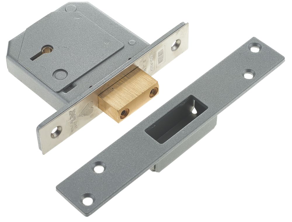 Image of Union Fire Rated Satin Chrome BS 5-Lever Mortice Deadlock 80mm Case - 53mm Backset 