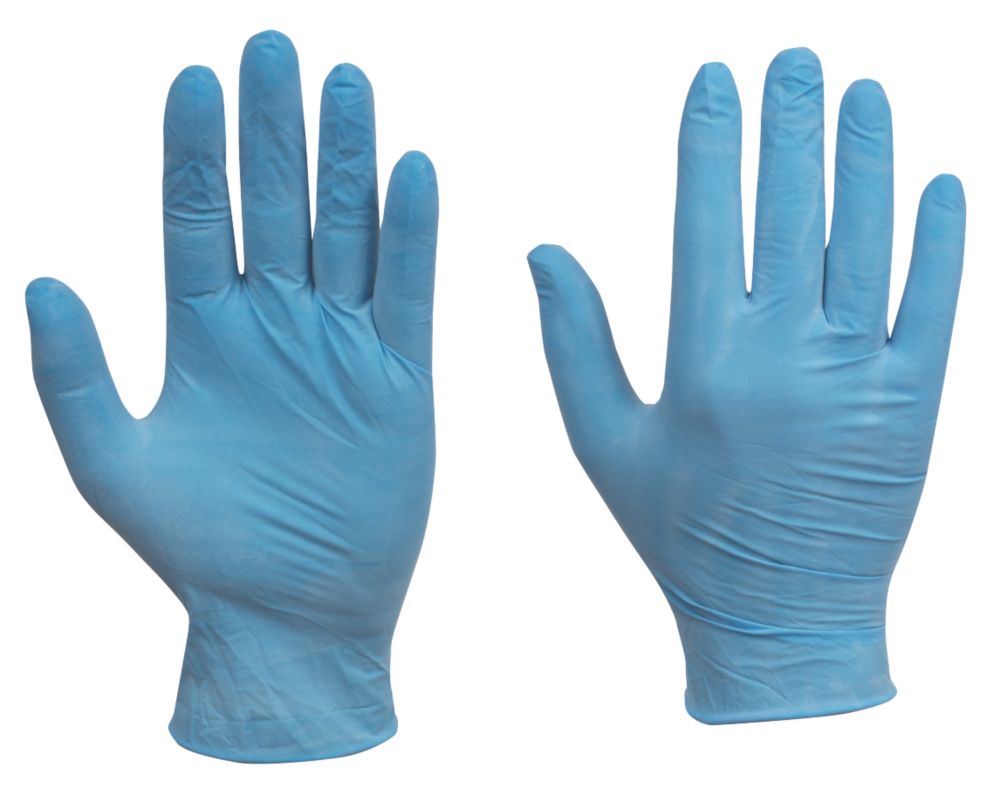 Image of Cleangrip Vinyl Powdered Disposable Gloves Blue Medium 100 Pack 