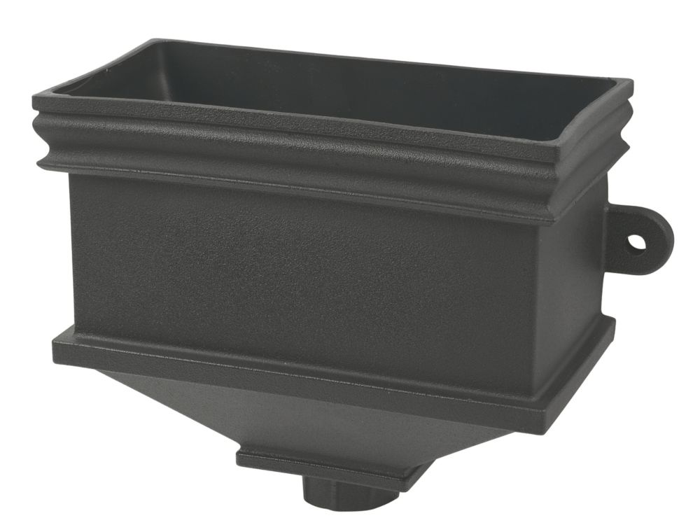 Image of FloPlast Cast Iron Effect Rectangular Hopper 65-68mm Black 