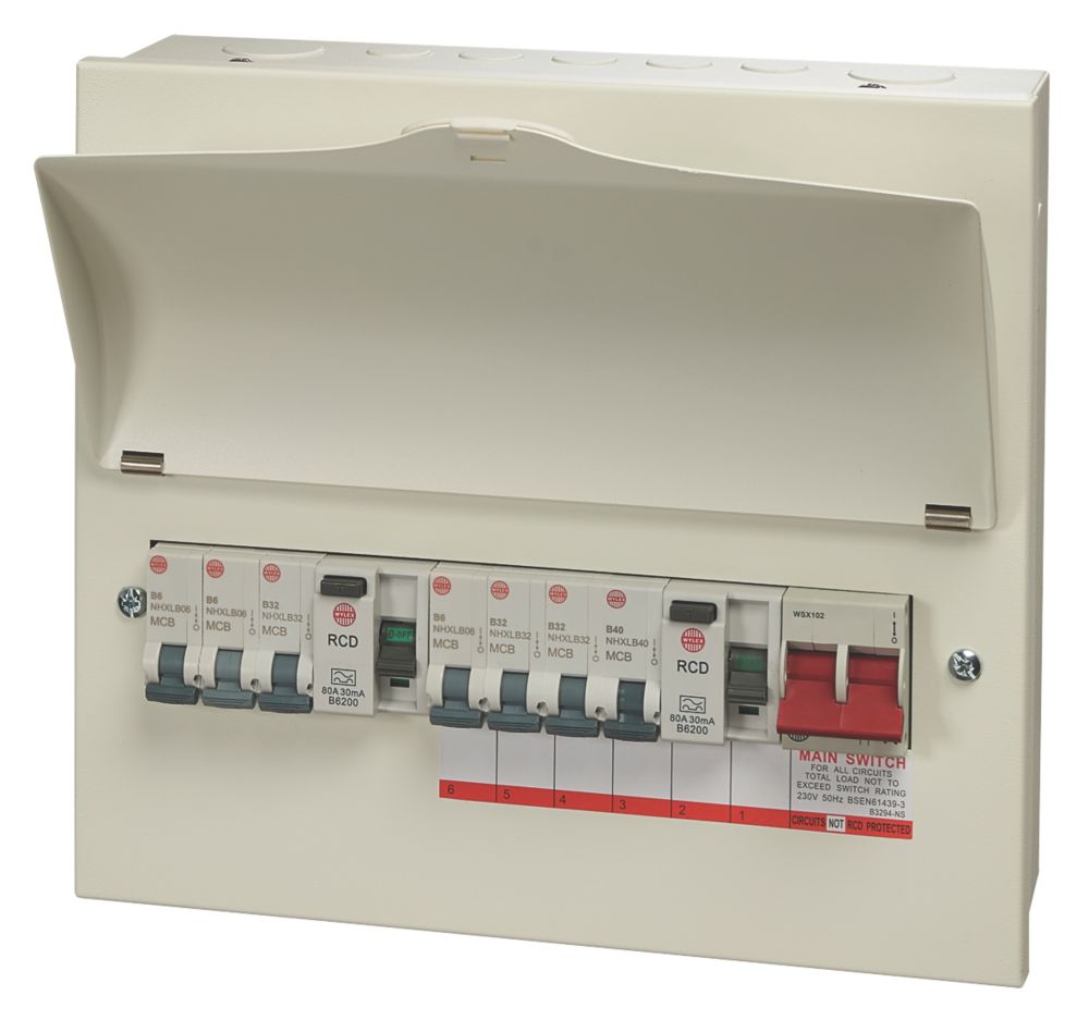 Image of Wylex 13-Module 7-Way Populated Dual RCD Consumer Unit 