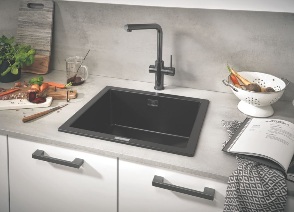 Image of Grohe K700U 1 Bowl Granite Composite Sink Black Non-Handed 533mm x 457mm 