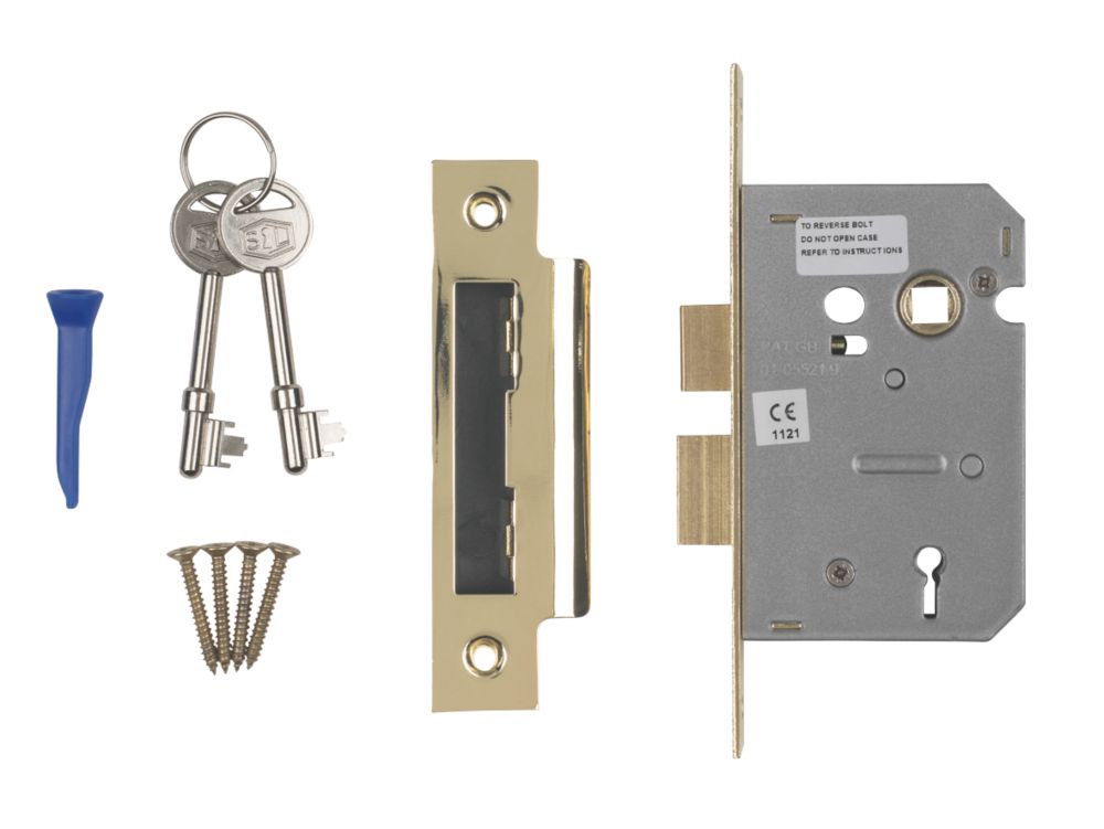 Image of Smith & Locke Fire Rated 3 Lever Electric Brass Mortice Sashlock 65mm Case - 44mm Backset 
