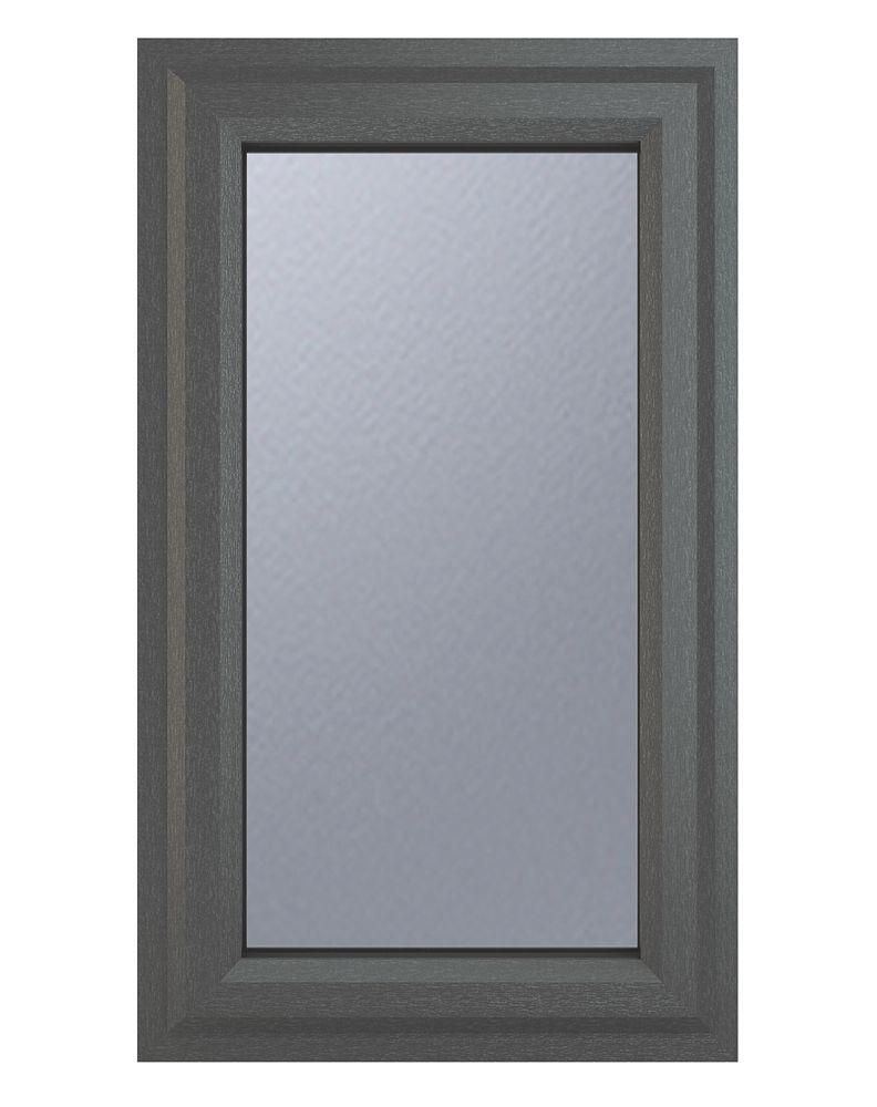 Image of Crystal Left-Hand Opening Obscure Triple-Glazed Casement Anthracite on White uPVC Window 610mm x 820mm 