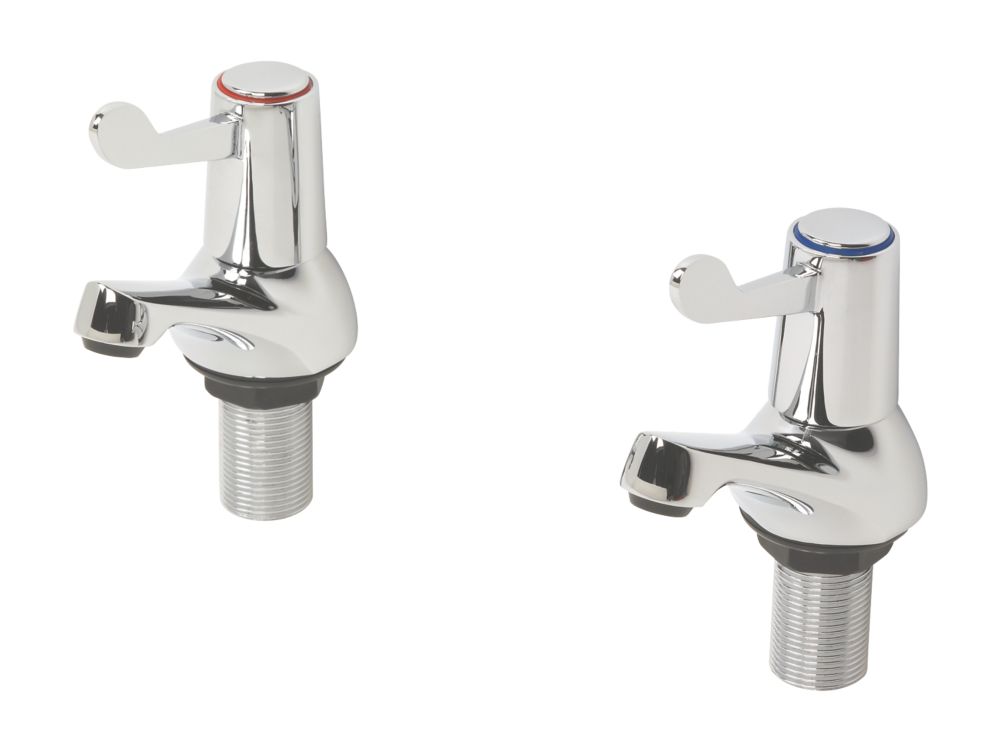 Image of Commercial 1/4 Turn Lever Bath Taps Pair Chrome 