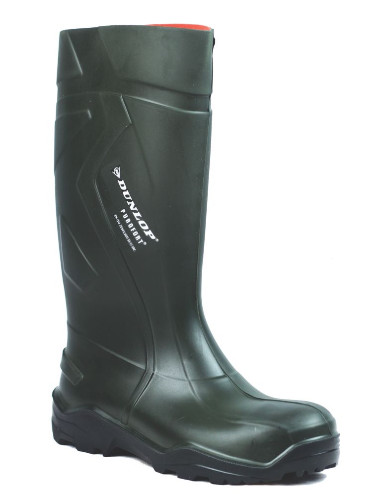 Image of Dunlop Purofort+ Safety Wellies Green Size 8 