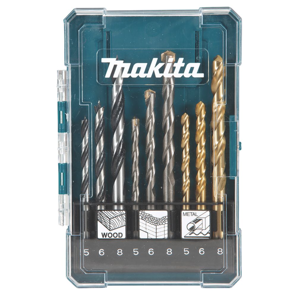 Image of Makita D-71962 Straight Shank Drill Bit Set 9 Pieces 