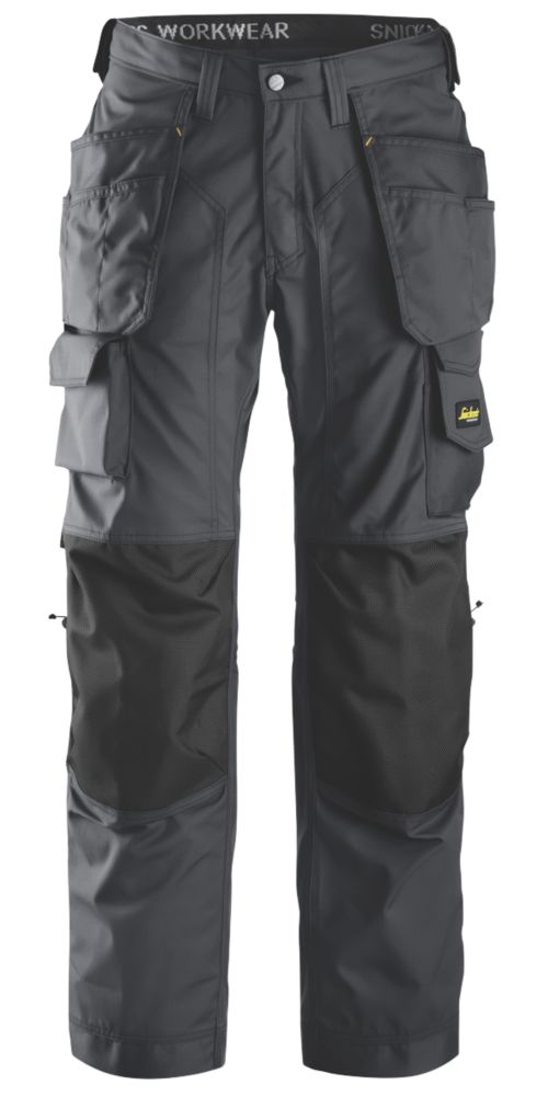 Image of Snickers Rip Stop Floorlayer Trousers Grey / Black 36" W 32" L 