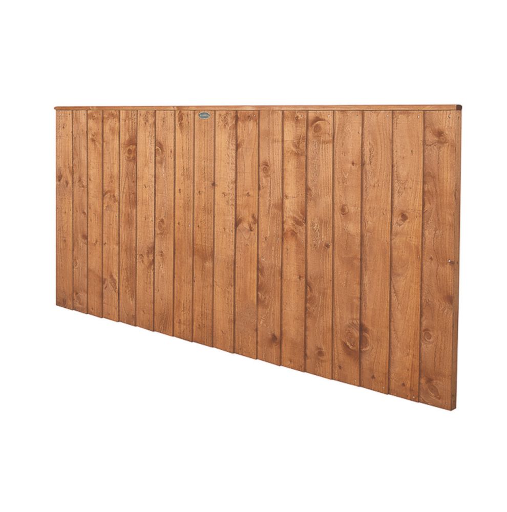 Image of Forest Vertical Board Closeboard Garden Fencing Panel Golden Brown 6' x 3' Pack of 4 