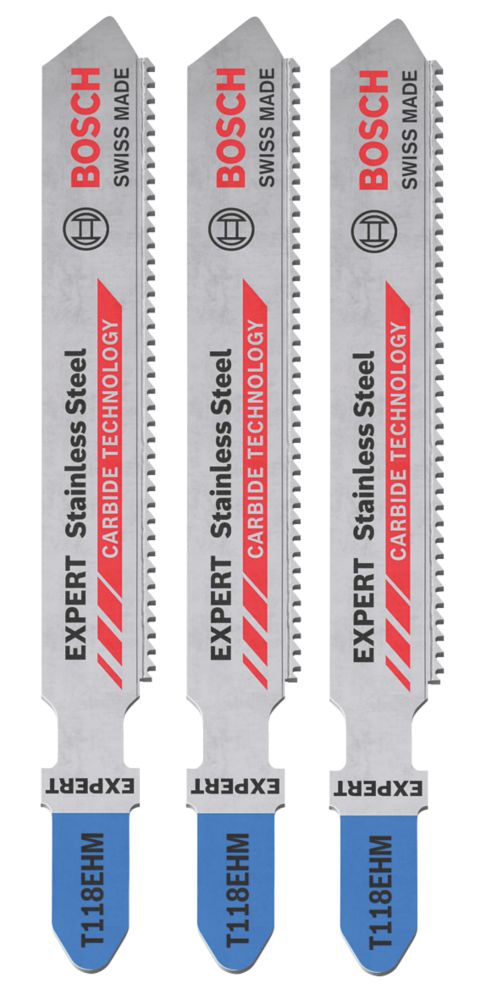 Image of Bosch Expert Sheet Stainless Steel Jigsaw Blade 83mm 3 Pack 