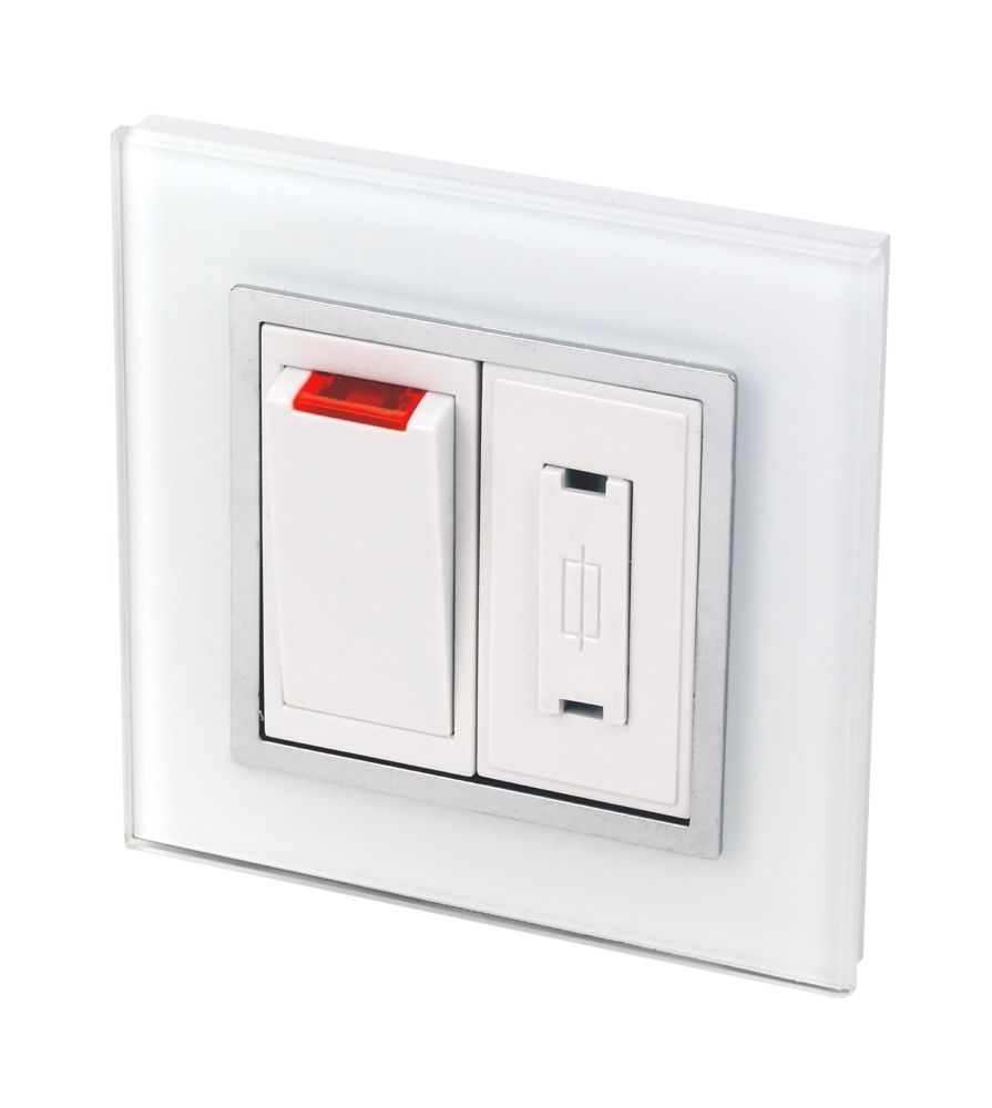 Image of Retrotouch Crystal 13A Switched Fused Spur with Neon White Glass with White Inserts 